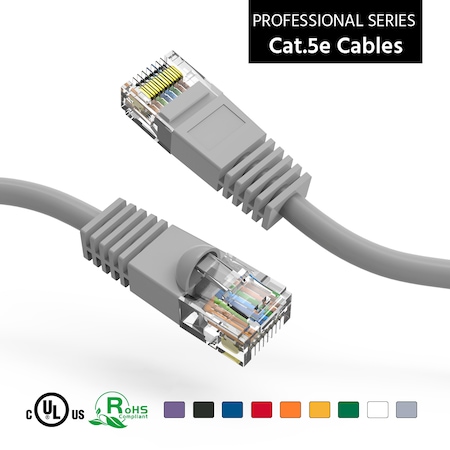 CAT5E UTP Ethernet Network Booted Cable- 30Ft- Gray